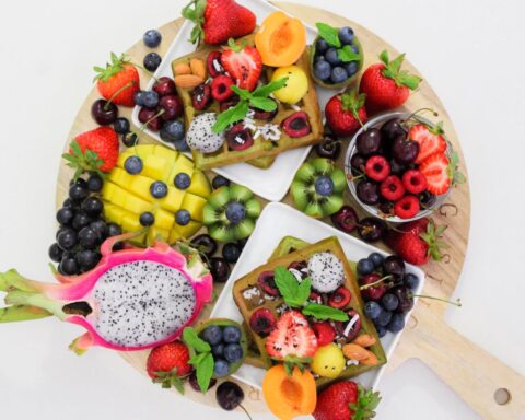 top view photo of assorted fruits